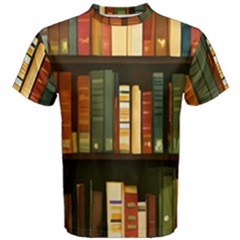 Books Bookshelves Library Fantasy Apothecary Book Nook Literature Study Men s Cotton T-shirt by Grandong