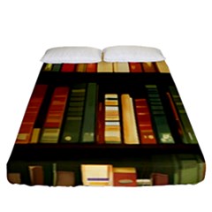 Books Bookshelves Library Fantasy Apothecary Book Nook Literature Study Fitted Sheet (california King Size) by Grandong