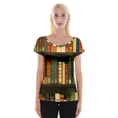 Books Bookshelves Library Fantasy Apothecary Book Nook Literature Study Cap Sleeve Top by Grandong