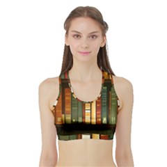 Books Bookshelves Library Fantasy Apothecary Book Nook Literature Study Sports Bra With Border by Grandong