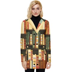 Books Bookshelves Library Fantasy Apothecary Book Nook Literature Study Button Up Hooded Coat  by Grandong