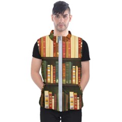 Books Bookshelves Library Fantasy Apothecary Book Nook Literature Study Men s Puffer Vest by Grandong