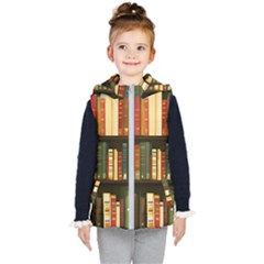 Books Bookshelves Library Fantasy Apothecary Book Nook Literature Study Kids  Hooded Puffer Vest by Grandong