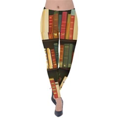 Books Bookshelves Library Fantasy Apothecary Book Nook Literature Study Velvet Leggings by Grandong