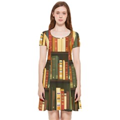 Books Bookshelves Library Fantasy Apothecary Book Nook Literature Study Inside Out Cap Sleeve Dress by Grandong