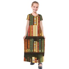 Books Bookshelves Library Fantasy Apothecary Book Nook Literature Study Kids  Short Sleeve Maxi Dress by Grandong