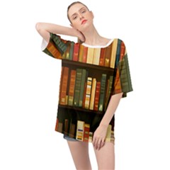 Books Bookshelves Library Fantasy Apothecary Book Nook Literature Study Oversized Chiffon Top by Grandong