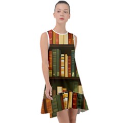 Books Bookshelves Library Fantasy Apothecary Book Nook Literature Study Frill Swing Dress by Grandong