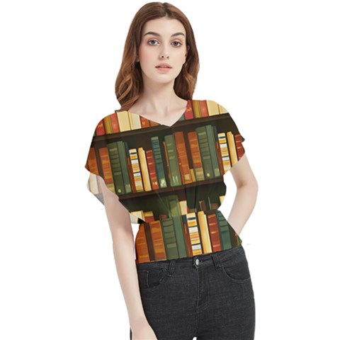 Books Bookshelves Library Fantasy Apothecary Book Nook Literature Study Butterfly Chiffon Blouse by Grandong