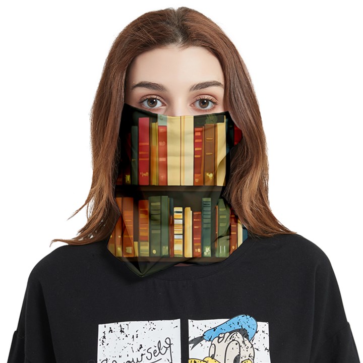 Books Bookshelves Library Fantasy Apothecary Book Nook Literature Study Face Covering Bandana (Two Sides)