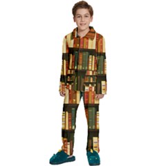 Books Bookshelves Library Fantasy Apothecary Book Nook Literature Study Kids  Long Sleeve Velvet Pajamas Set by Grandong