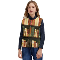 Books Bookshelves Library Fantasy Apothecary Book Nook Literature Study Kid s Button Up Puffer Vest	 by Grandong