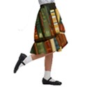 Books Bookshelves Library Fantasy Apothecary Book Nook Literature Study Kids  Ruffle Flared Wrap Midi Skirt View3