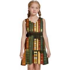 Books Bookshelves Library Fantasy Apothecary Book Nook Literature Study Kids  Sleeveless Tiered Mini Dress by Grandong