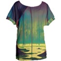 Nature Swamp Water Sunset Spooky Night Reflections Bayou Lake Women s Oversized T-Shirt View1