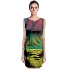 Nature Swamp Water Sunset Spooky Night Reflections Bayou Lake Classic Sleeveless Midi Dress by Grandong