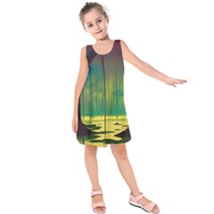 Nature Swamp Water Sunset Spooky Night Reflections Bayou Lake Kids  Sleeveless Dress by Grandong