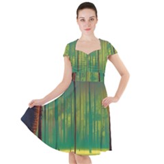 Nature Swamp Water Sunset Spooky Night Reflections Bayou Lake Cap Sleeve Midi Dress by Grandong