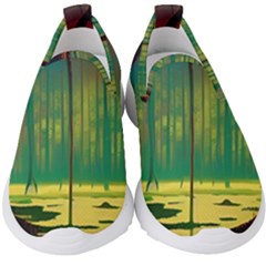 Nature Swamp Water Sunset Spooky Night Reflections Bayou Lake Kids  Slip On Sneakers by Grandong