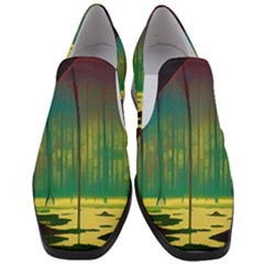 Nature Swamp Water Sunset Spooky Night Reflections Bayou Lake Women Slip On Heel Loafers by Grandong