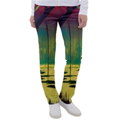 Nature Swamp Water Sunset Spooky Night Reflections Bayou Lake Women s Casual Pants by Grandong