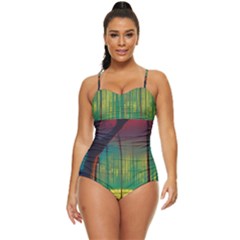 Nature Swamp Water Sunset Spooky Night Reflections Bayou Lake Retro Full Coverage Swimsuit by Grandong