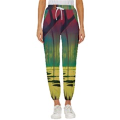 Nature Swamp Water Sunset Spooky Night Reflections Bayou Lake Women s Cropped Drawstring Pants by Grandong