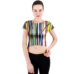 Abstract Trees Colorful Artwork Woods Forest Nature Artistic Crew Neck Crop Top by Grandong