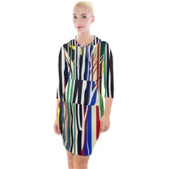 Abstract Trees Colorful Artwork Woods Forest Nature Artistic Quarter Sleeve Hood Bodycon Dress by Grandong