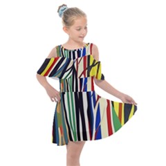 Abstract Trees Colorful Artwork Woods Forest Nature Artistic Kids  Shoulder Cutout Chiffon Dress by Grandong