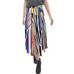 Abstract Trees Colorful Artwork Woods Forest Nature Artistic Velour Split Maxi Skirt by Grandong