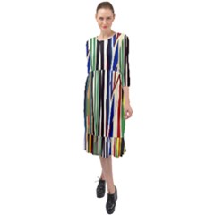 Abstract Trees Colorful Artwork Woods Forest Nature Artistic Ruffle End Midi Chiffon Dress by Grandong