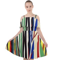 Abstract Trees Colorful Artwork Woods Forest Nature Artistic Cut Out Shoulders Chiffon Dress by Grandong