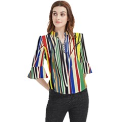 Abstract Trees Colorful Artwork Woods Forest Nature Artistic Loose Horn Sleeve Chiffon Blouse