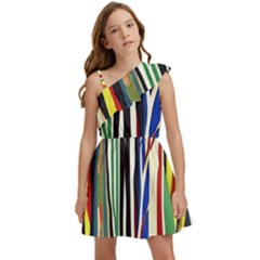 Abstract Trees Colorful Artwork Woods Forest Nature Artistic Kids  One Shoulder Party Dress by Grandong