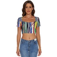 Abstract Trees Colorful Artwork Woods Forest Nature Artistic Short Sleeve Square Neckline Crop Top  by Grandong