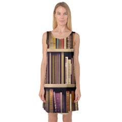 Books Bookshelves Office Fantasy Background Artwork Book Cover Apothecary Book Nook Literature Libra Sleeveless Satin Nightdress by Grandong