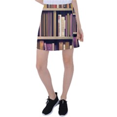 Books Bookshelves Office Fantasy Background Artwork Book Cover Apothecary Book Nook Literature Libra Tennis Skirt by Grandong