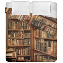 Room Interior Library Books Bookshelves Reading Literature Study Fiction Old Manor Book Nook Reading Duvet Cover Double Side (california King Size) by Grandong