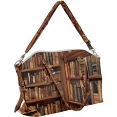 Room Interior Library Books Bookshelves Reading Literature Study Fiction Old Manor Book Nook Reading Canvas Crossbody Bag by Grandong