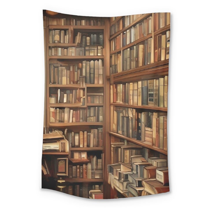 Room Interior Library Books Bookshelves Reading Literature Study Fiction Old Manor Book Nook Reading Large Tapestry