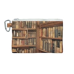 Room Interior Library Books Bookshelves Reading Literature Study Fiction Old Manor Book Nook Reading Canvas Cosmetic Bag (medium) by Grandong