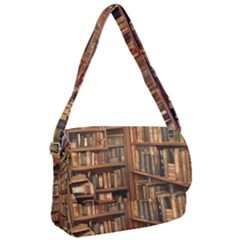 Room Interior Library Books Bookshelves Reading Literature Study Fiction Old Manor Book Nook Reading Courier Bag by Grandong