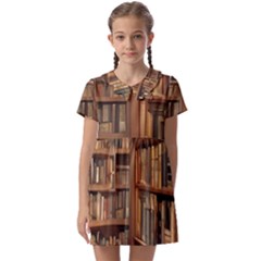 Room Interior Library Books Bookshelves Reading Literature Study Fiction Old Manor Book Nook Reading Kids  Asymmetric Collar Dress by Grandong