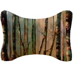 Woodland Woods Forest Trees Nature Outdoors Mist Moon Background Artwork Book Seat Head Rest Cushion by Grandong