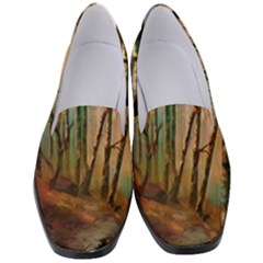 Woodland Woods Forest Trees Nature Outdoors Mist Moon Background Artwork Book Women s Classic Loafer Heels by Grandong