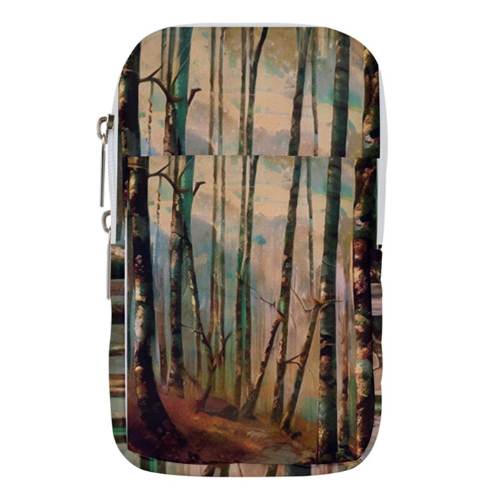 woodland woods forest trees nature outdoors mist moon background artwork book Waist Pouch (Small)