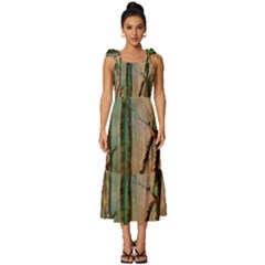 Woodland Woods Forest Trees Nature Outdoors Mist Moon Background Artwork Book Tie-strap Tiered Midi Chiffon Dress by Grandong