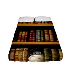 Room Interior Library Books Bookshelves Reading Literature Study Fiction Old Manor Book Nook Reading Fitted Sheet (full/ Double Size)