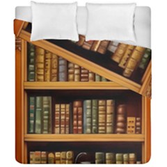 Room Interior Library Books Bookshelves Reading Literature Study Fiction Old Manor Book Nook Reading Duvet Cover Double Side (california King Size) by Grandong